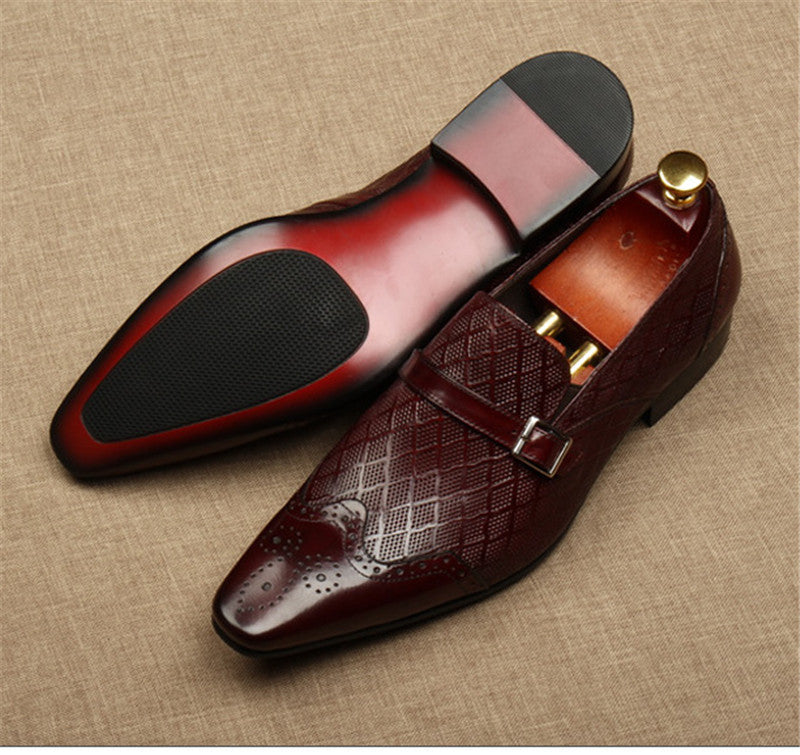 Men's Breathable Leather Buckle Business Shoes
