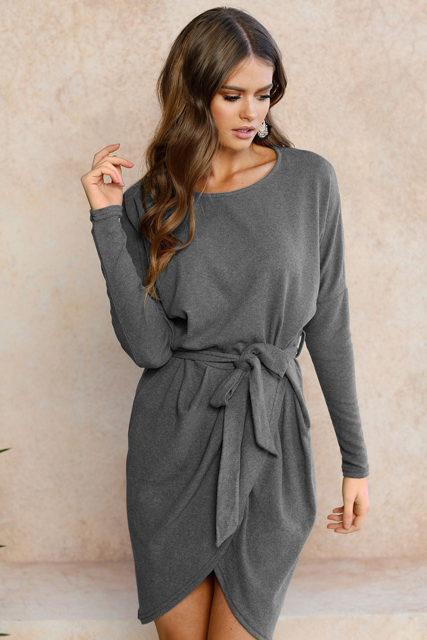 Loose-Fit Long Sleeve Irregular Dress for Europe Market