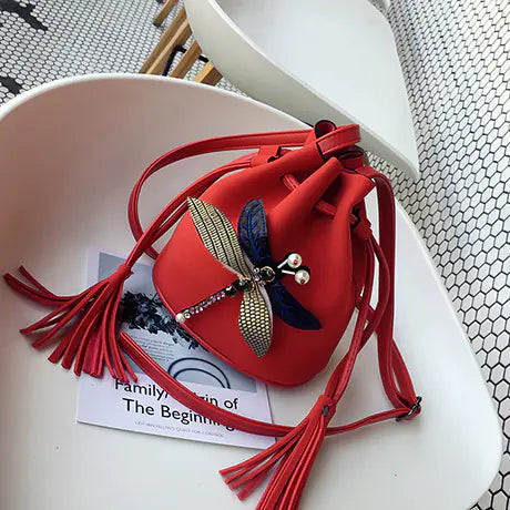 Frosted Bucket Bag - Dragonfly Women's Shoulder Bag