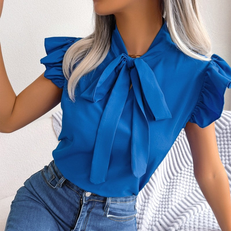Elegant Women's Summer Bow Short-Sleeve T-Shirt