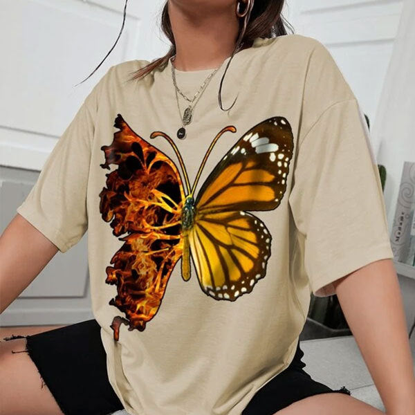 New Butterfly Print Women's T-Shirt - Harajuku Style