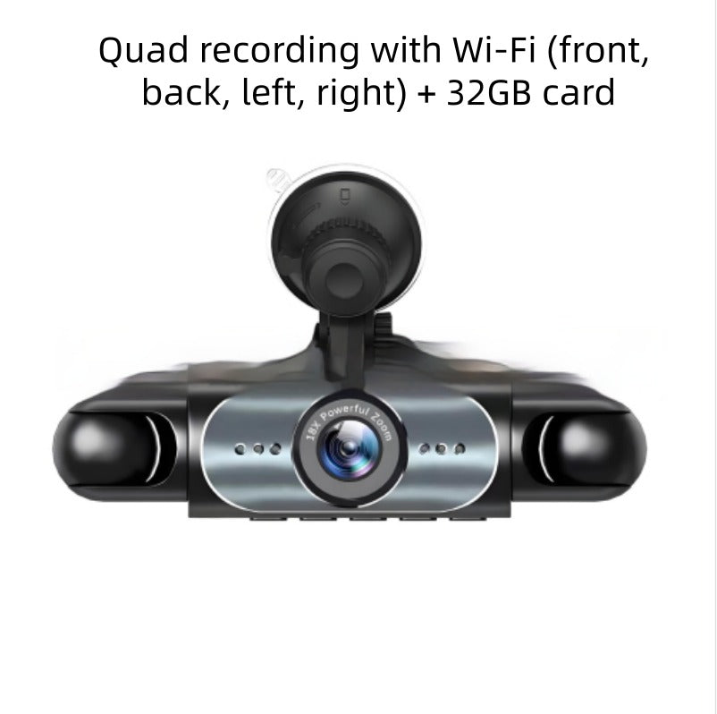 Four-lens HD Surveillance Dash Cam with Rearview