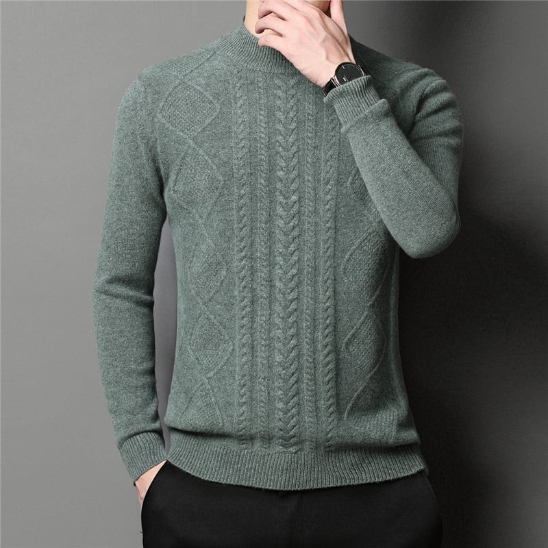 Solid Color Business Casual Men's Thick Sweater