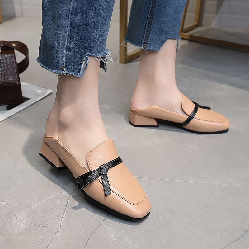 2019 Spring Vintage Low-Heel Bow Flats for Women