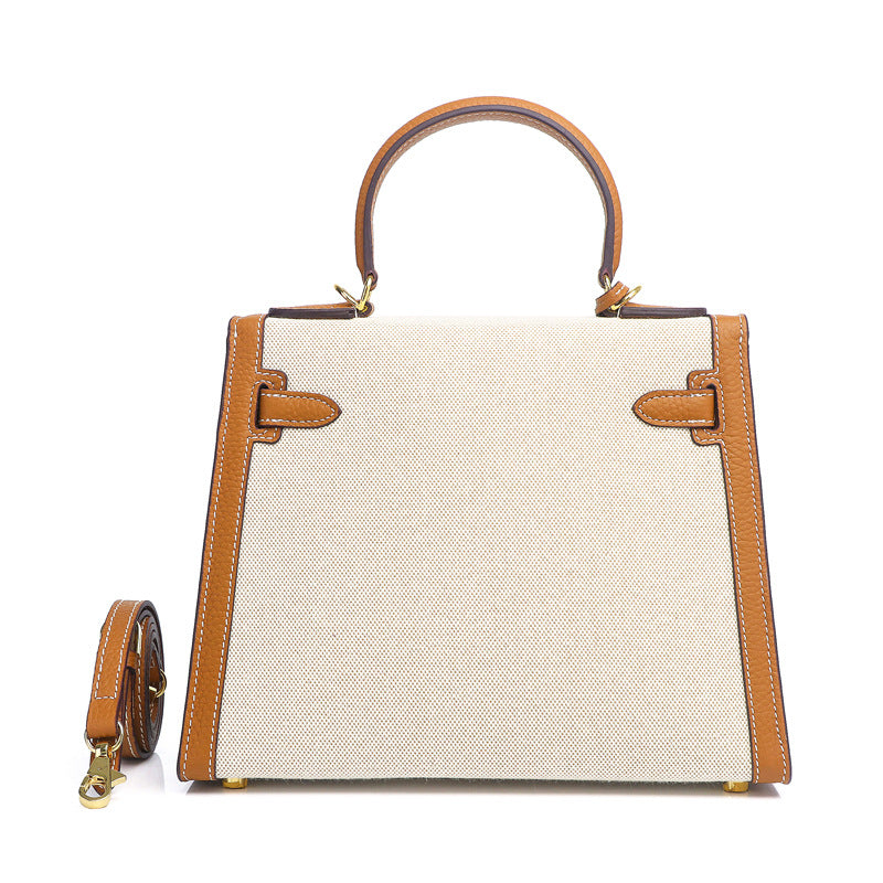 Waterproof Leather and Canvas Kelly Shoulder Bag