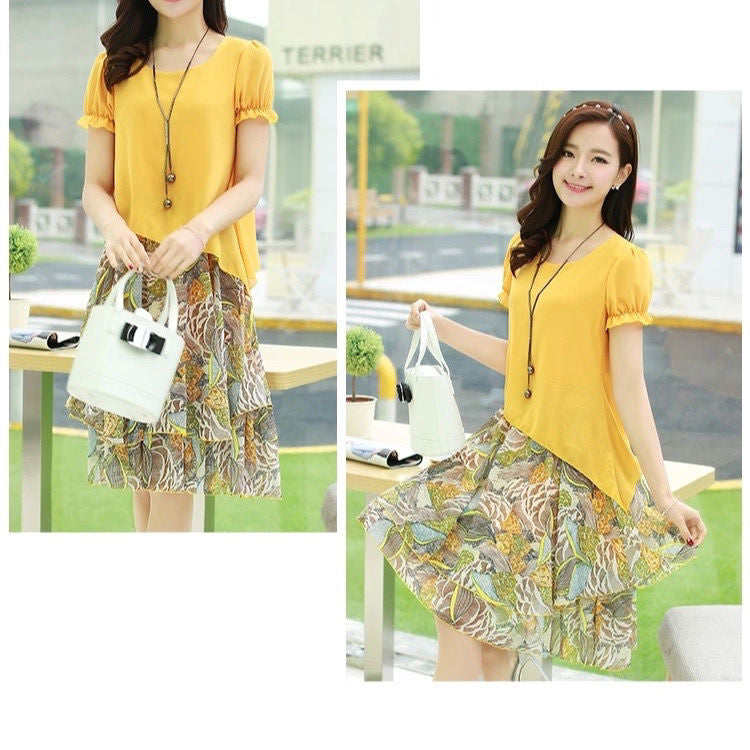 Chiffon Floral Midi Dress for Women - Summer 2019