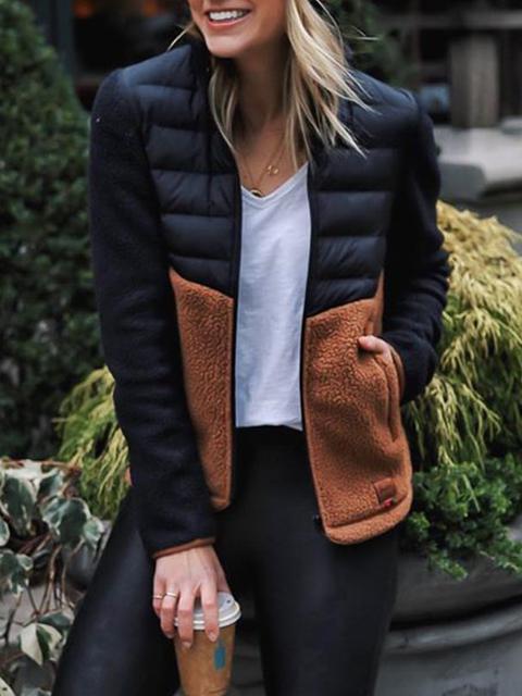 Fashion Patchwork Slim Fit Down Jacket