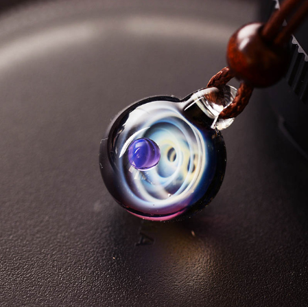Creative Glass Pendant Necklace with Nebula Elements