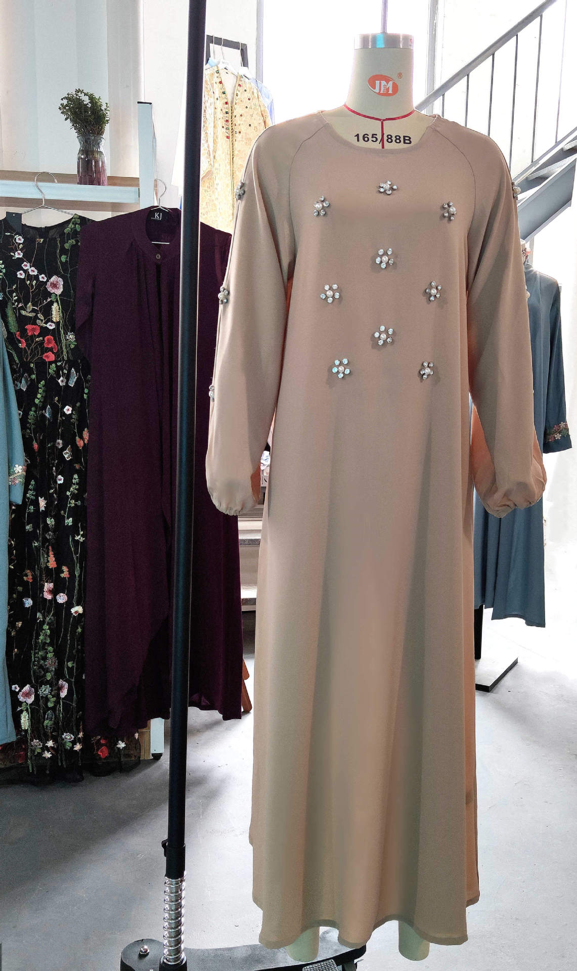 Hand-Sewn Diamond Insert Dress for Ramadan (BA717)