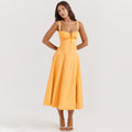 Sexy Backless Floral Midi Dress for Vacation Style