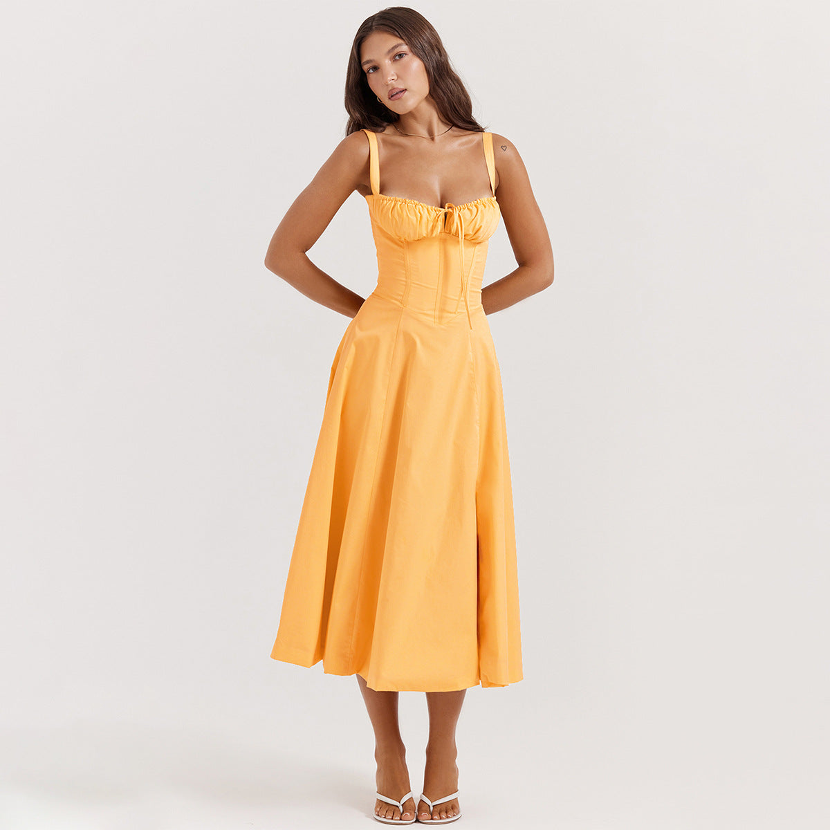 Sexy Backless Floral Midi Dress for Vacation Style