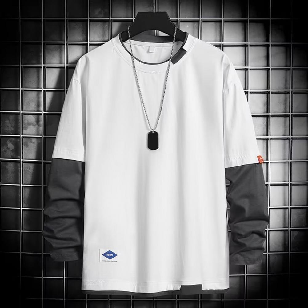 Men's Long Sleeve Two-Piece Pullover with Contrast Color