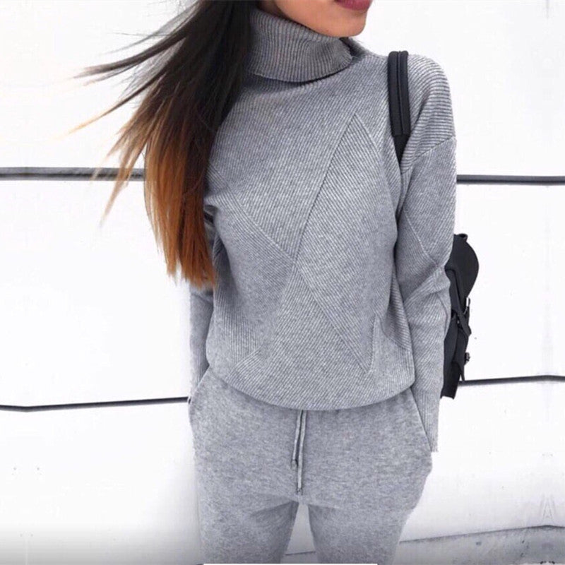 Turtleneck Sweater and Knit Pants Set