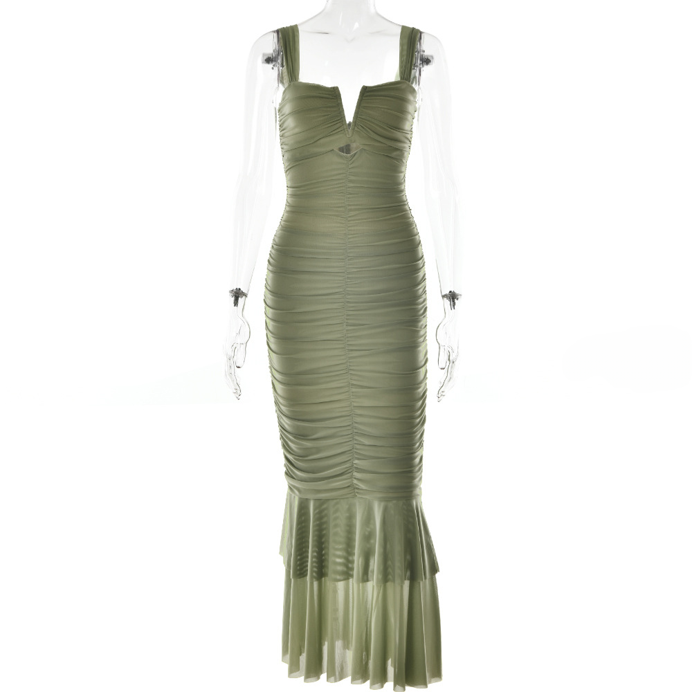 Fashionable Spring Summer Spliced Midi Dress FD9738