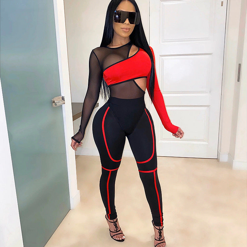 Women's Sexy Sports Set with Mesh Bikini and Leggings
