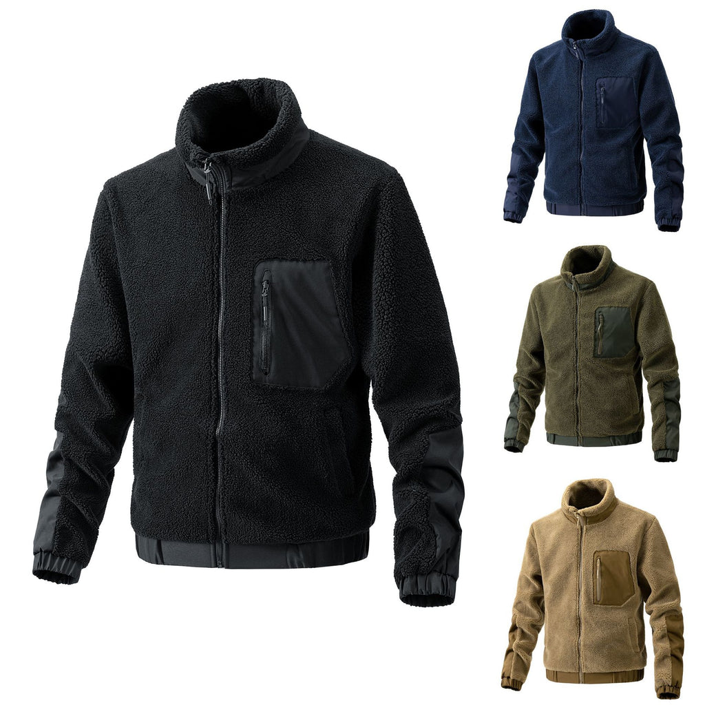 Men's Fleece Jacket with Stand Collar - Autumn/Winter Fashion