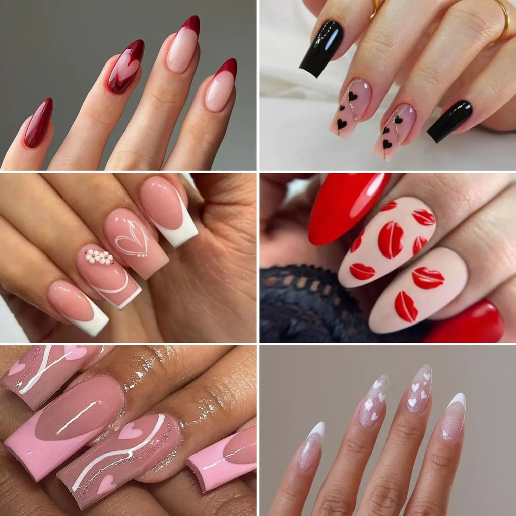 Valentine's Day Press-On Nail Set with Heart Designs