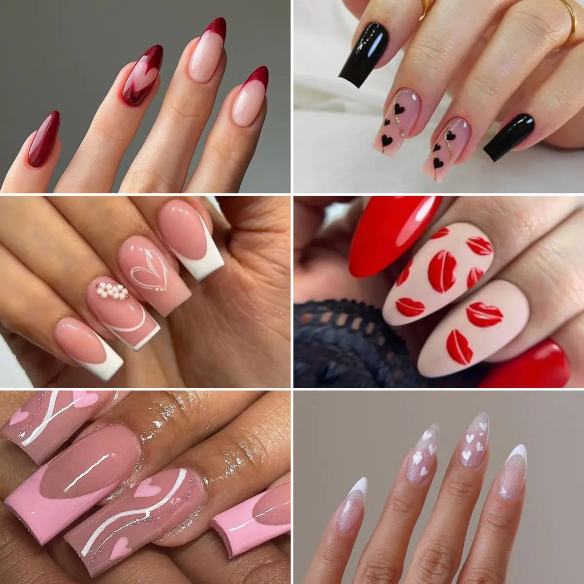 Valentine's Day Press-On Nail Set with Heart Designs