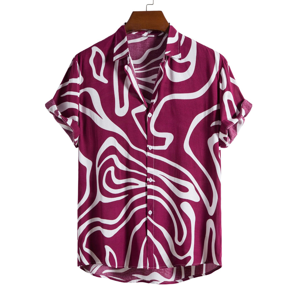 Men's Casual 3D Digital Print Short Sleeve Shirt