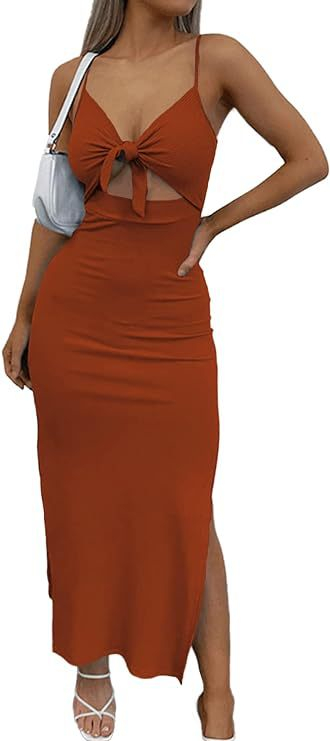 Lace-Up Slit Dress