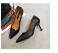 Black Pointed Toe High Heels - Soft Leather Design