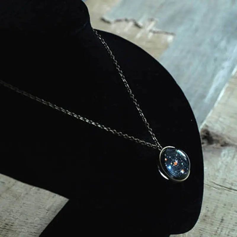 Double-Sided Glass Starry Sky Necklace - Solar System
