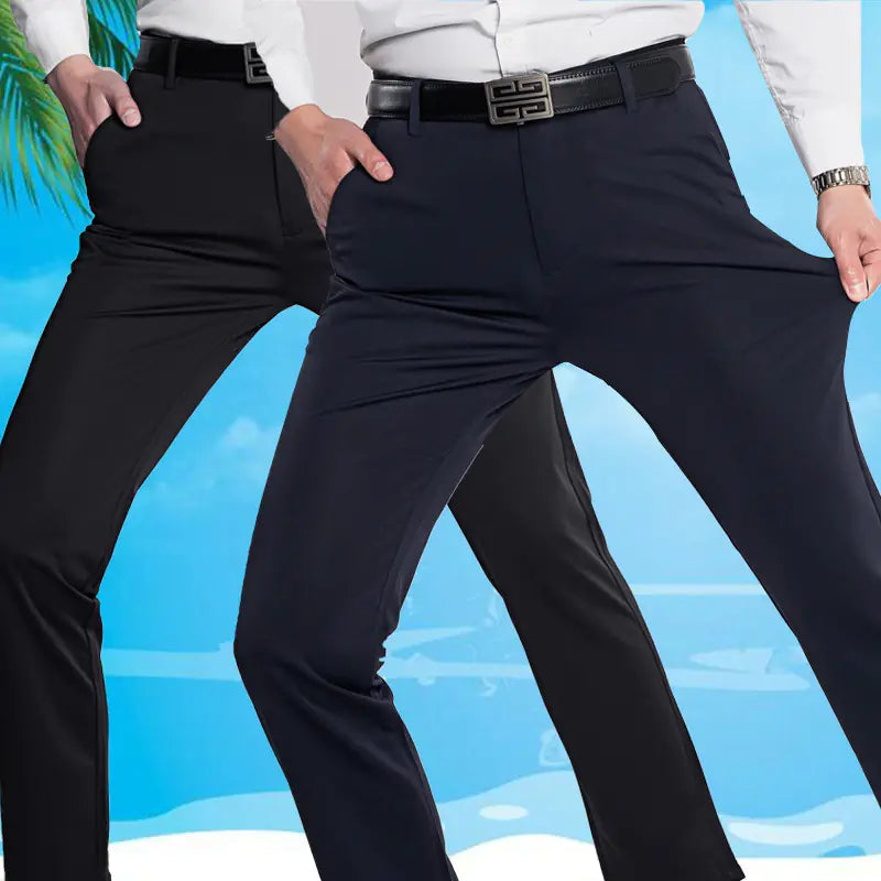 Autumn Men's Stretch Knitted Straight Business Pants