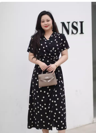 Summer Plus Size Floral Chiffon V-Neck Dress