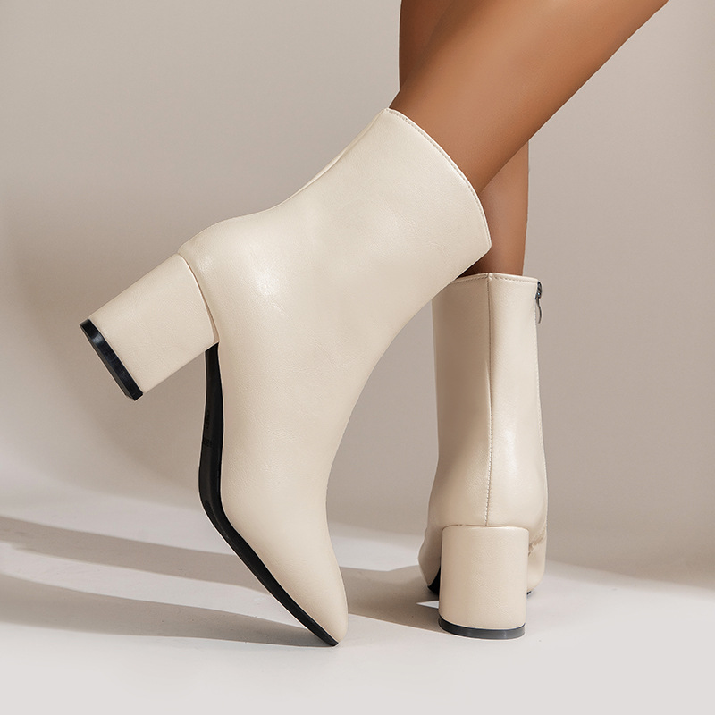 Women's Thick-heeled Pointed High-heeled Boots