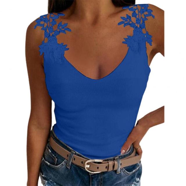 Women's Slim Elastic Lace Vest in Solid Color
