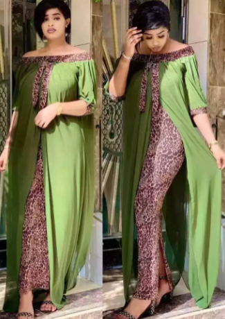 Large Chiffon Stitching Ankle Dress with Leopard Print