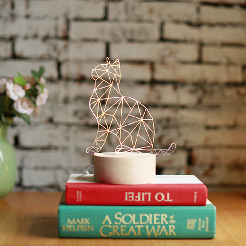 Nordic Creative Gift LED Cute Cat 3D Beech Table Lamp