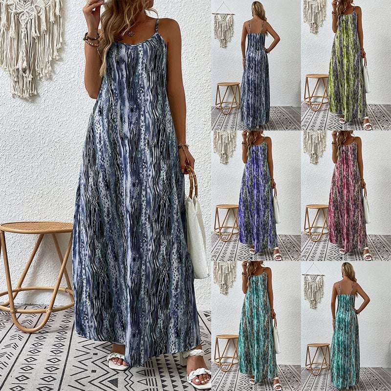 Trendy Printed Drawstring Dress for Women