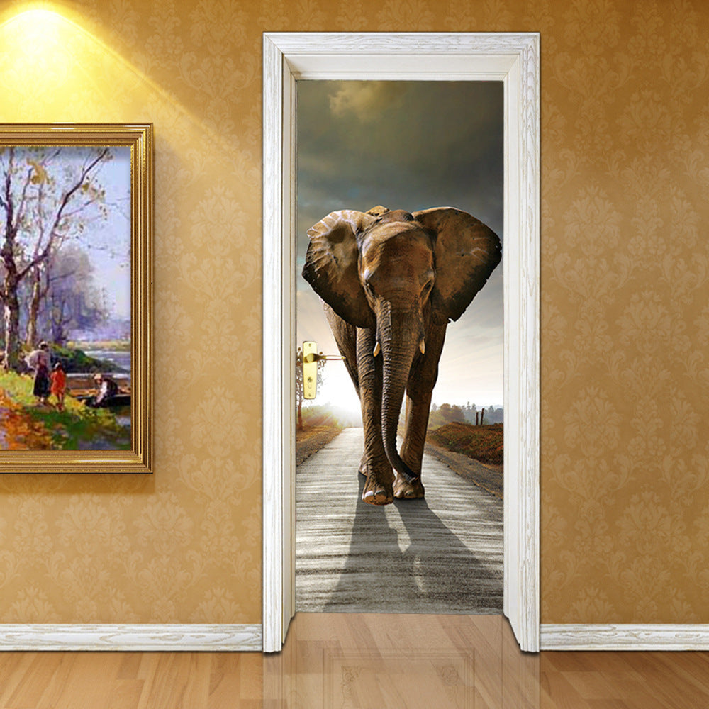 Waterproof 3D Elephant Door Sticker