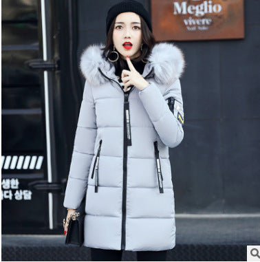Thick Cotton Jacket with Fur Collar and Slim Fit