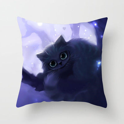 Cartoon Cat Peach Skin Fabric Throw Pillowcase