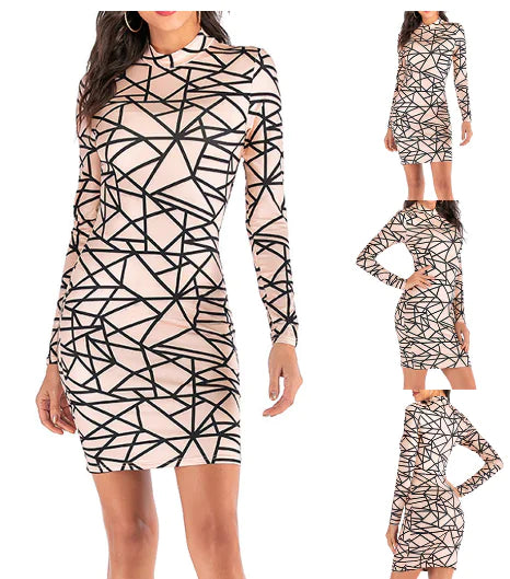 Autumn Women's Sheer Long Sleeve Bodycon Dress