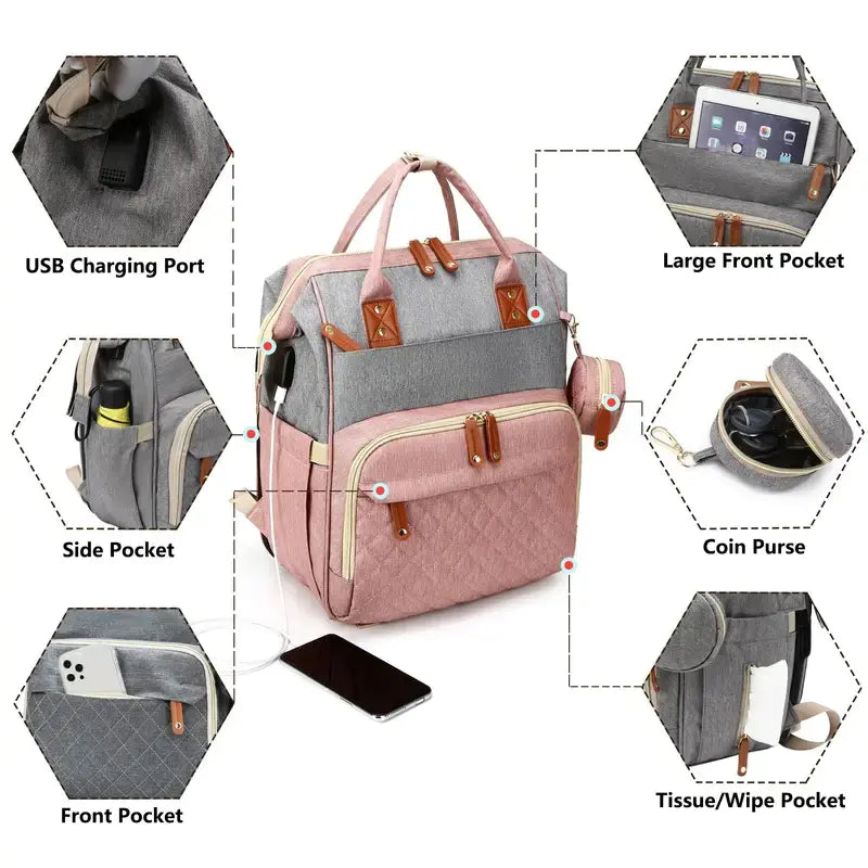 Large Capacity Multi-Purpose Backpack for Moms and Babies