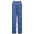 Women's High-Rise Straight-Leg Jeans with Diamond Print