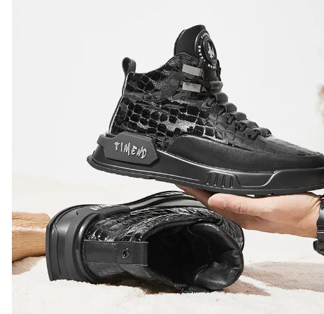 Men's Leather Martin Boots - High Top Winter Fashion