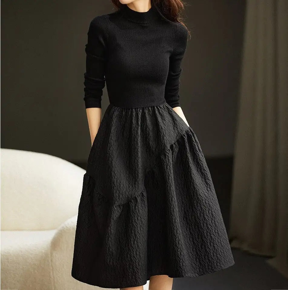 French Style Black Hepburn Waist-Controlled Dress