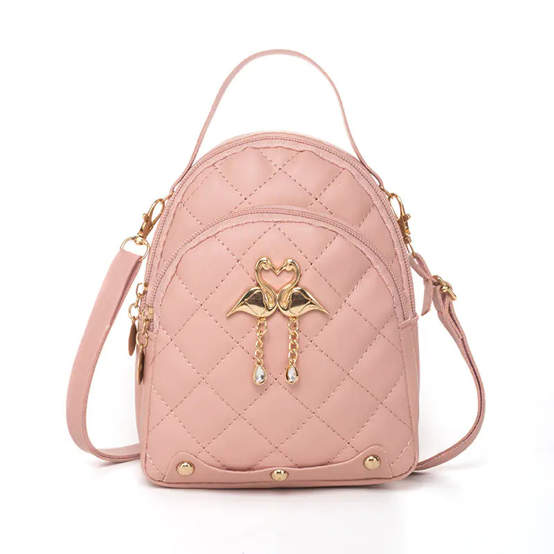 Embroidered PU Leather Small Backpack for Women