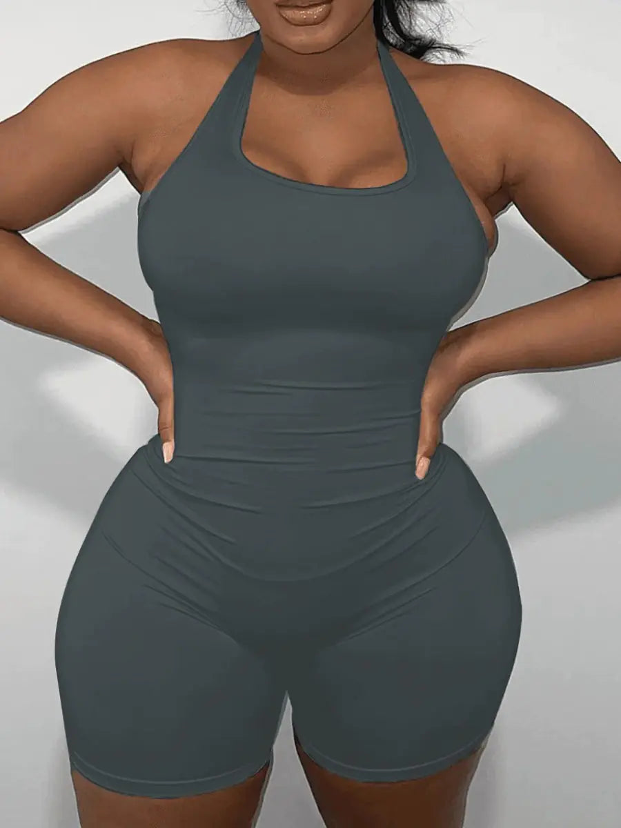 Plus Size Backless Cami Romper for Summer Women