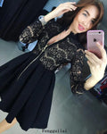 Autumn Winter New Puff Skirt Lace Waist A-Line Dress