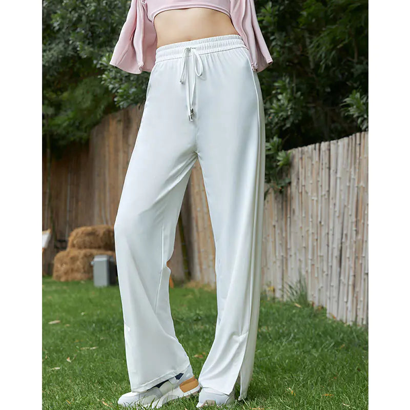 Pink Ice Silk Wide-Leg Trousers for Spring/Summer 2024