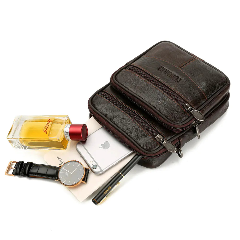 Genuine Leather Men's Crossbody Phone Bag and Waist Bag