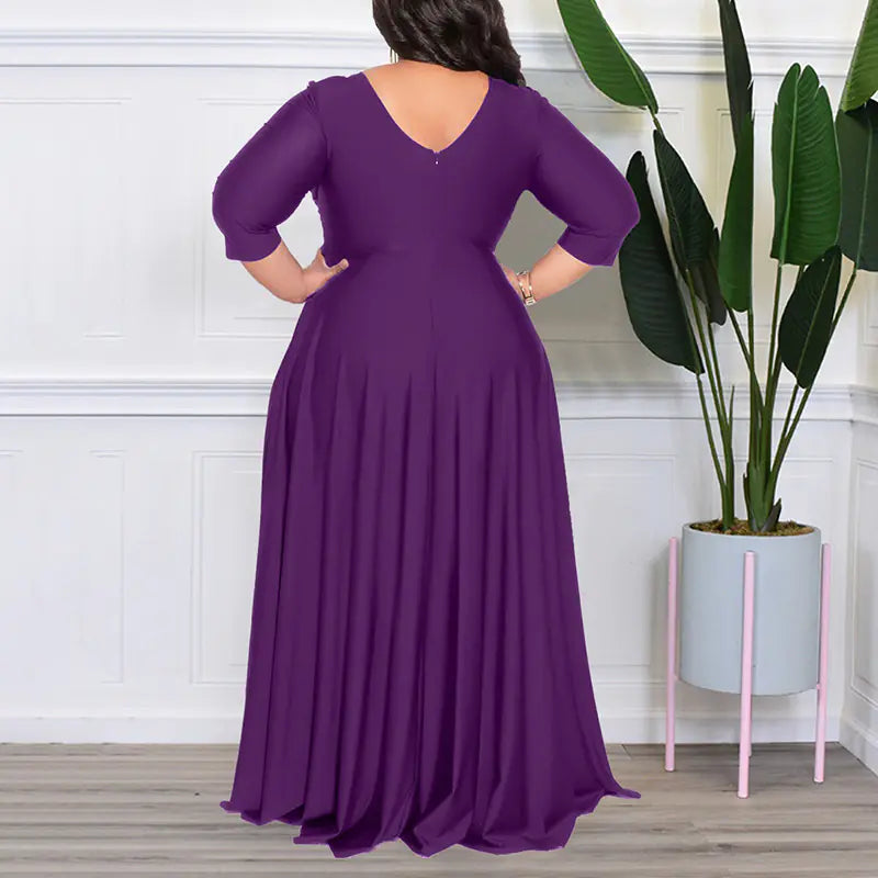 Elegant Solid Color Skirt Dress for Women (Large Size)