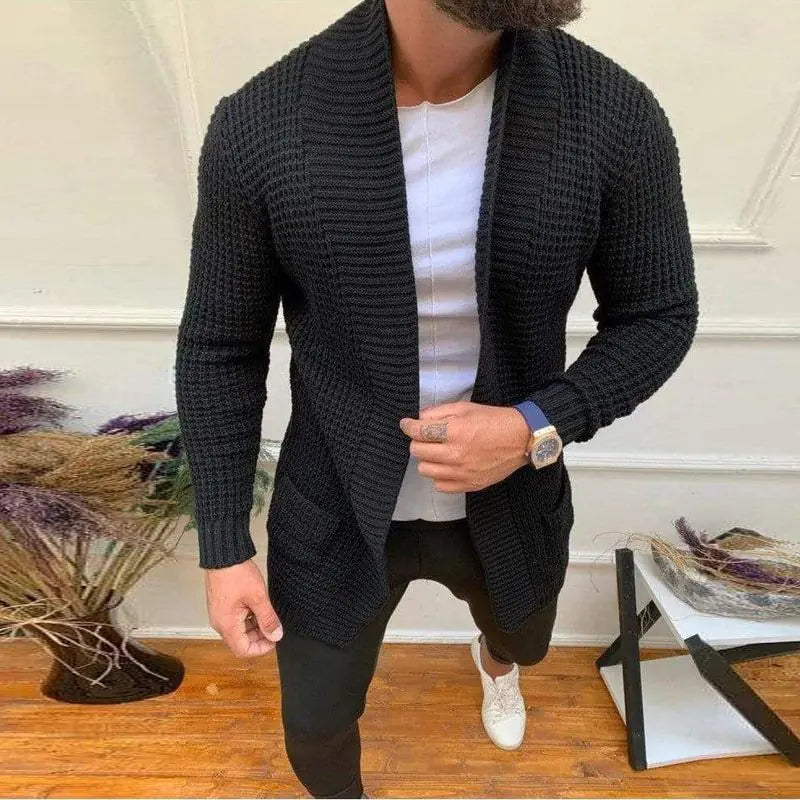 Men's Casual V-Neck Knitted Cardigan for Autumn/Winter