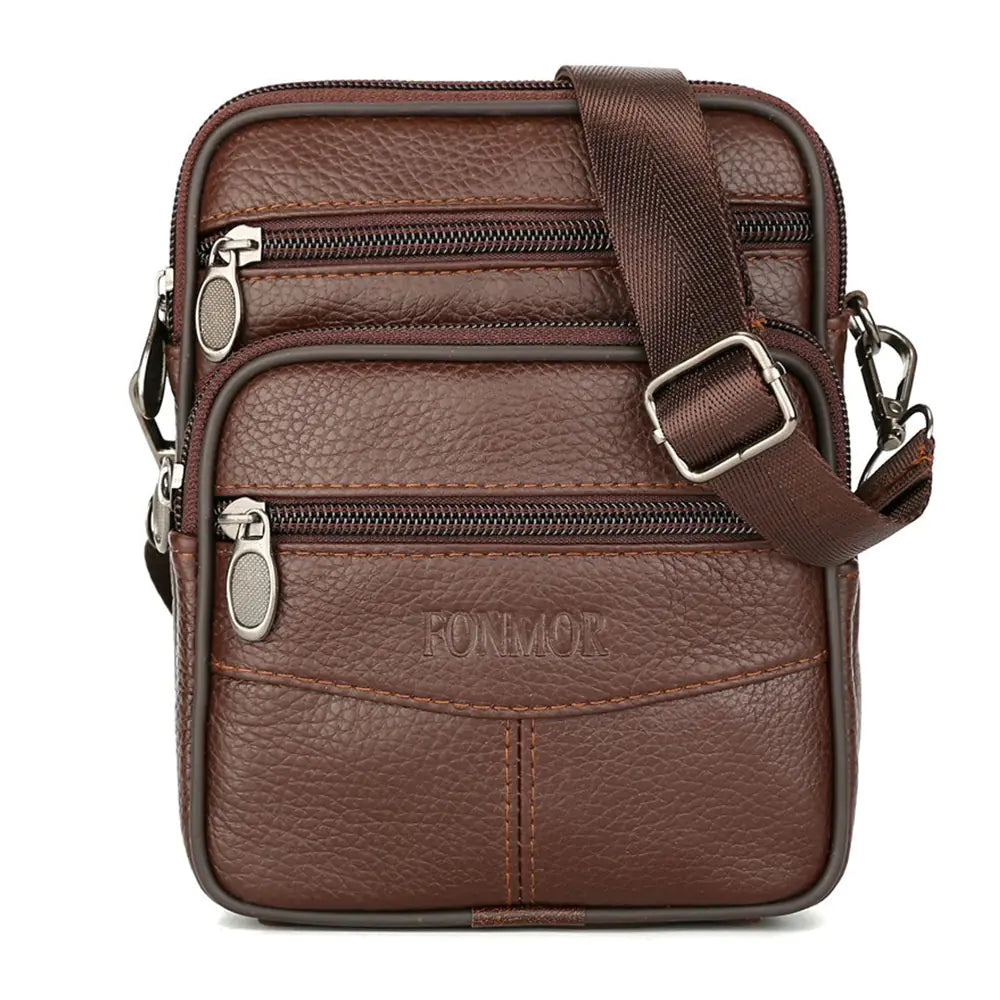Genuine Leather Men's Crossbody Phone Bag and Waist Bag