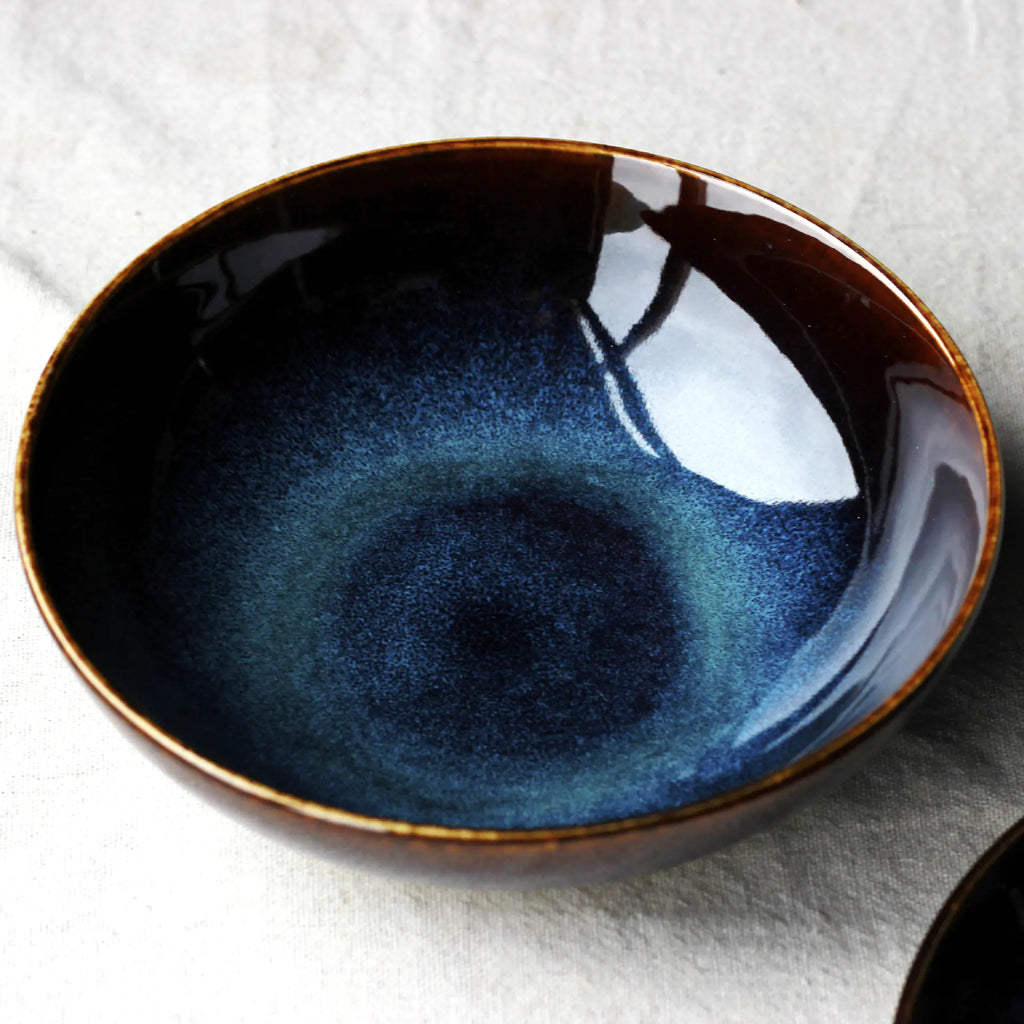 8-Inch Ceramic Blue Kiln Shallow Dish
